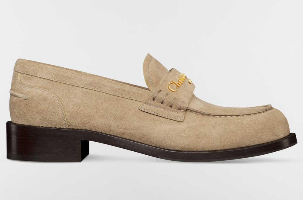 Dior Boy Corde Rope Beige Suede Calfskin Gold Logo Classic Heel Loafer Flat 39.5
